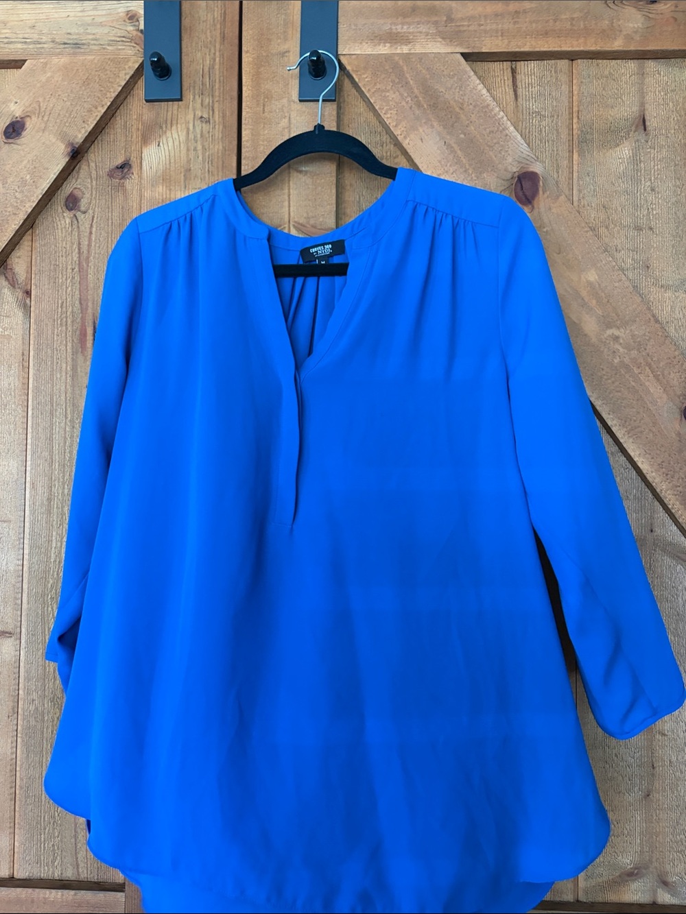 Worthington bluish green Split V-Neck Blouse